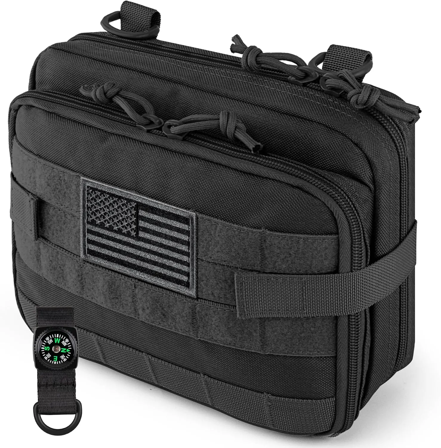 IronSeals Tactical Admin Pouch Expandable Double Layer Molle Attachment EDC EMT Utility Pouch with Map Sleeve Modular Large Capacity Tool Pouch Flag Patch Included