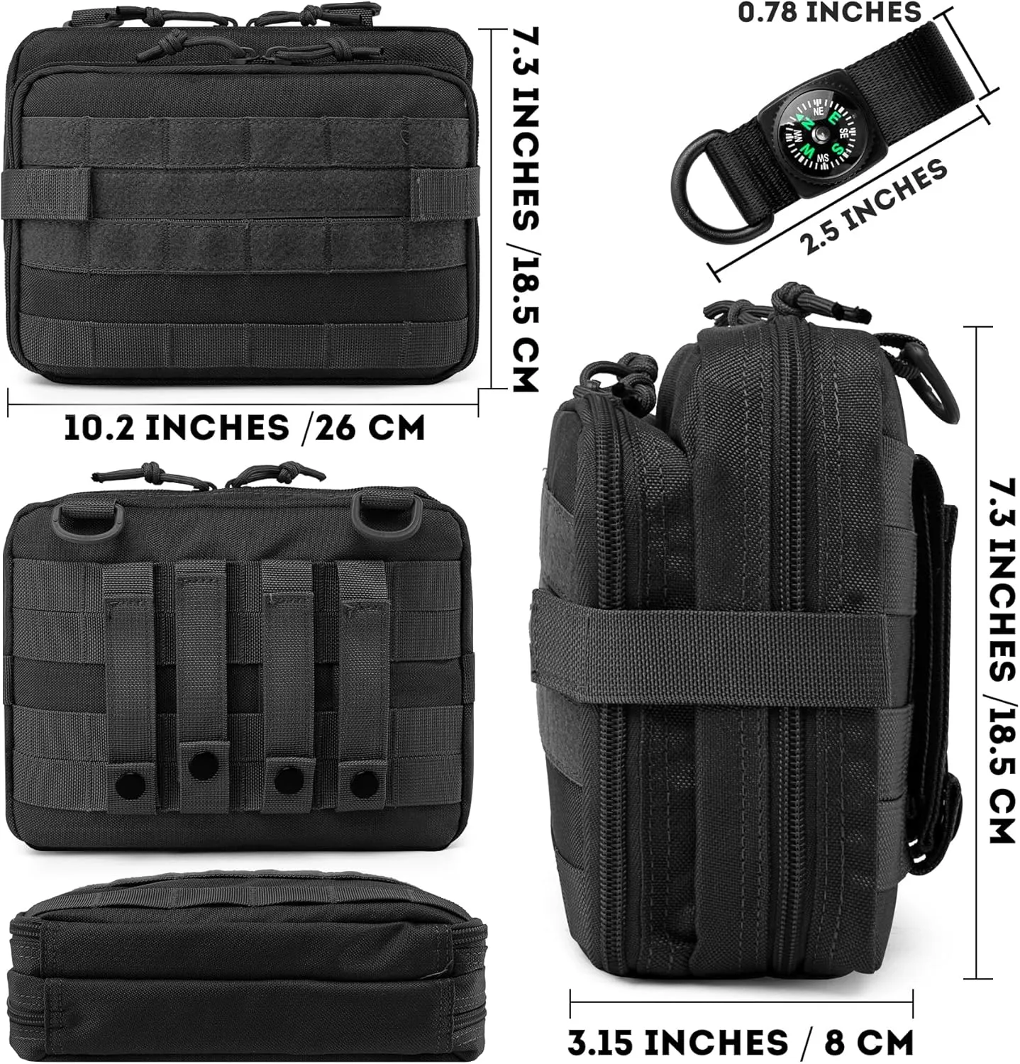 IronSeals Tactical Admin Pouch Expandable Double Layer Molle Attachment EDC EMT Utility Pouch with Map Sleeve Modular Large Capacity Tool Pouch Flag Patch Included