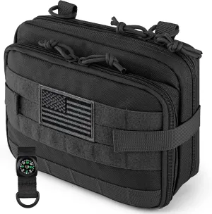 IronSeals Tactical Admin Pouch Expandable Double Layer Molle Attachment EDC EMT Utility Pouch with Map Sleeve Modular Large Capacity Tool Pouch Flag Patch Included