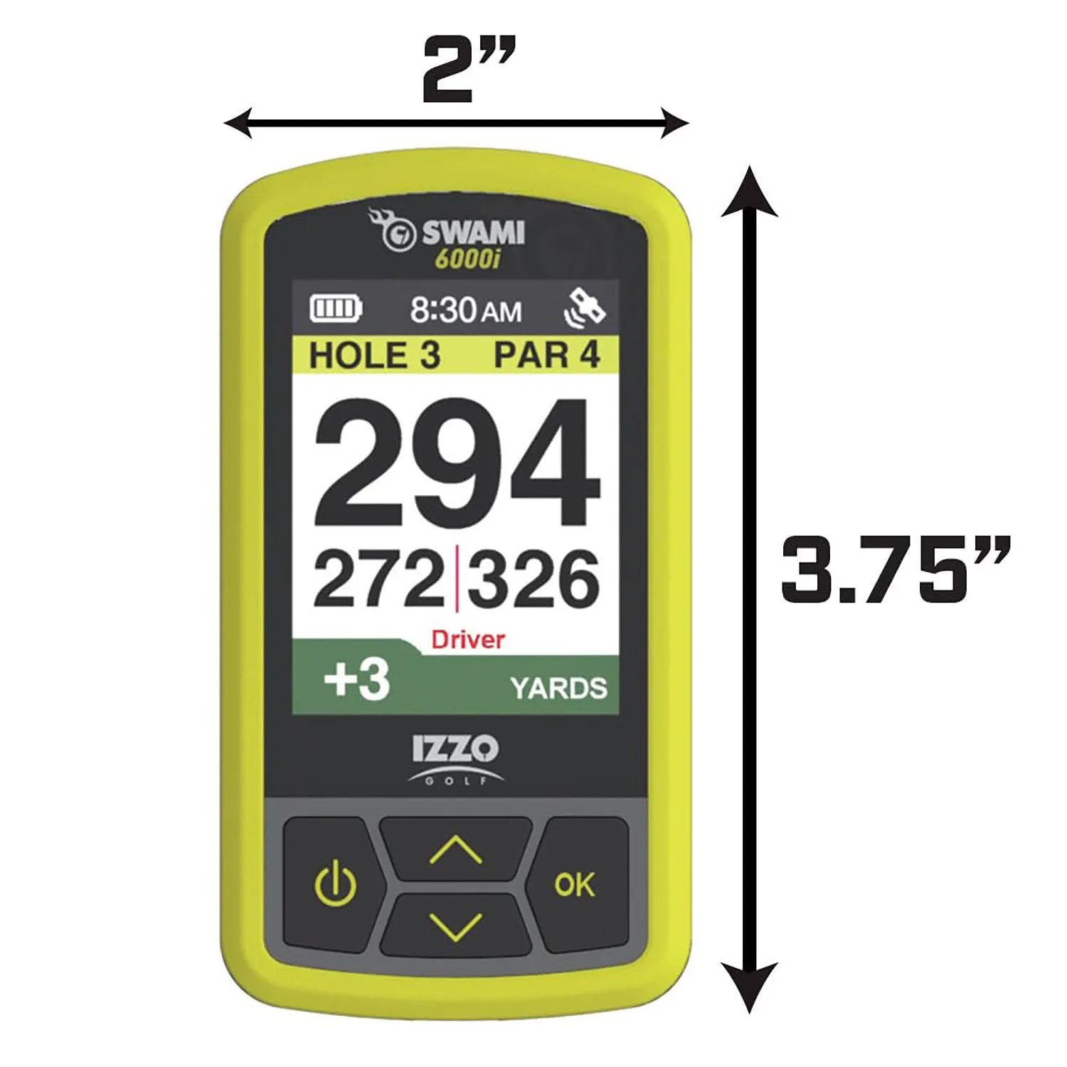 IZZO Golf Swami 6000 Handheld Golf GPS Rangefinder, Water-Resistant, 16h Battery, Yellow