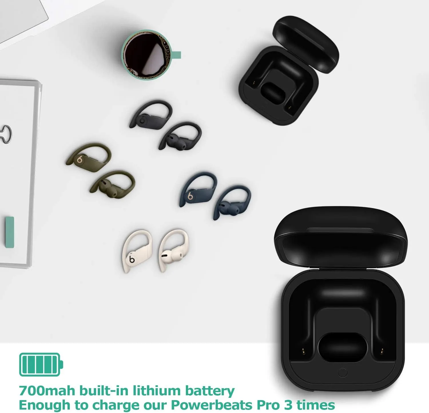 Jinstyles Charging Case Replacement Compatible with Powerbeats Pro Charger with Bluetooth Pairing Sync Button & 700mAh Built-in Battery (Not Include Power Beats Earbuds)