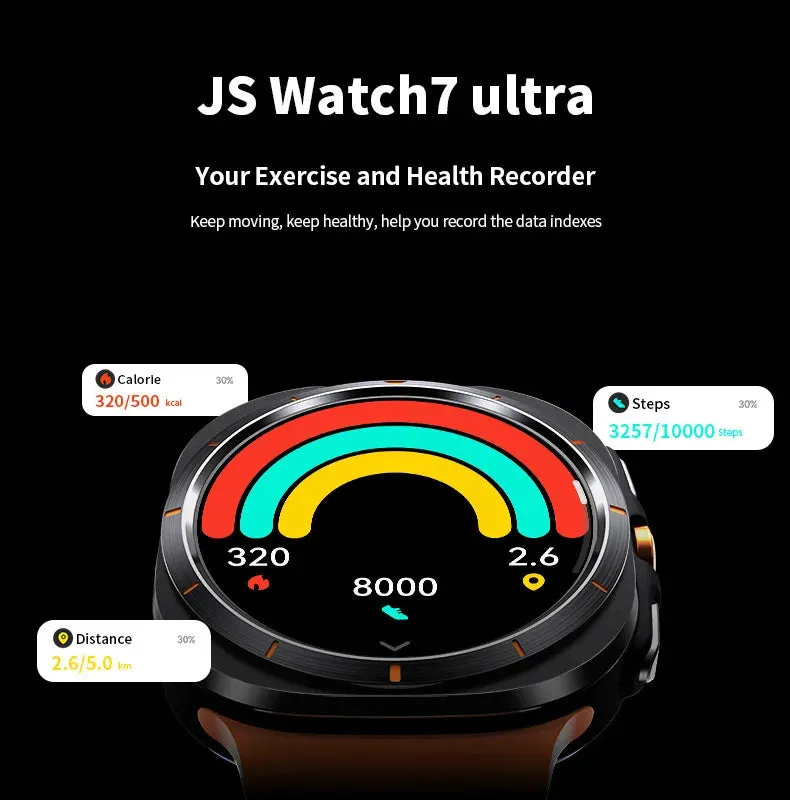 JS Watch 7 Ultra IP68 Waterproof Bluetooth Call Compass Wireless Charger Smart Watch (47mm)