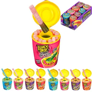 Juicy Drop Gummy Dip 'N Stix, Sweet Gummy Sticks W/ Sour Dipping Gel, 8 Pack - Fun Gummy Candy For Birthdays - Sour Candy Bulk For Parties And Celebrations - Sour Candy Variety Pack