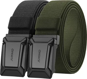 JUKMO Stretch Tactical Belt for Men,2 Pack Military Work Rigger Hiking 1.5" Elastic Nylon Web Quick Release Belt in Gift Box