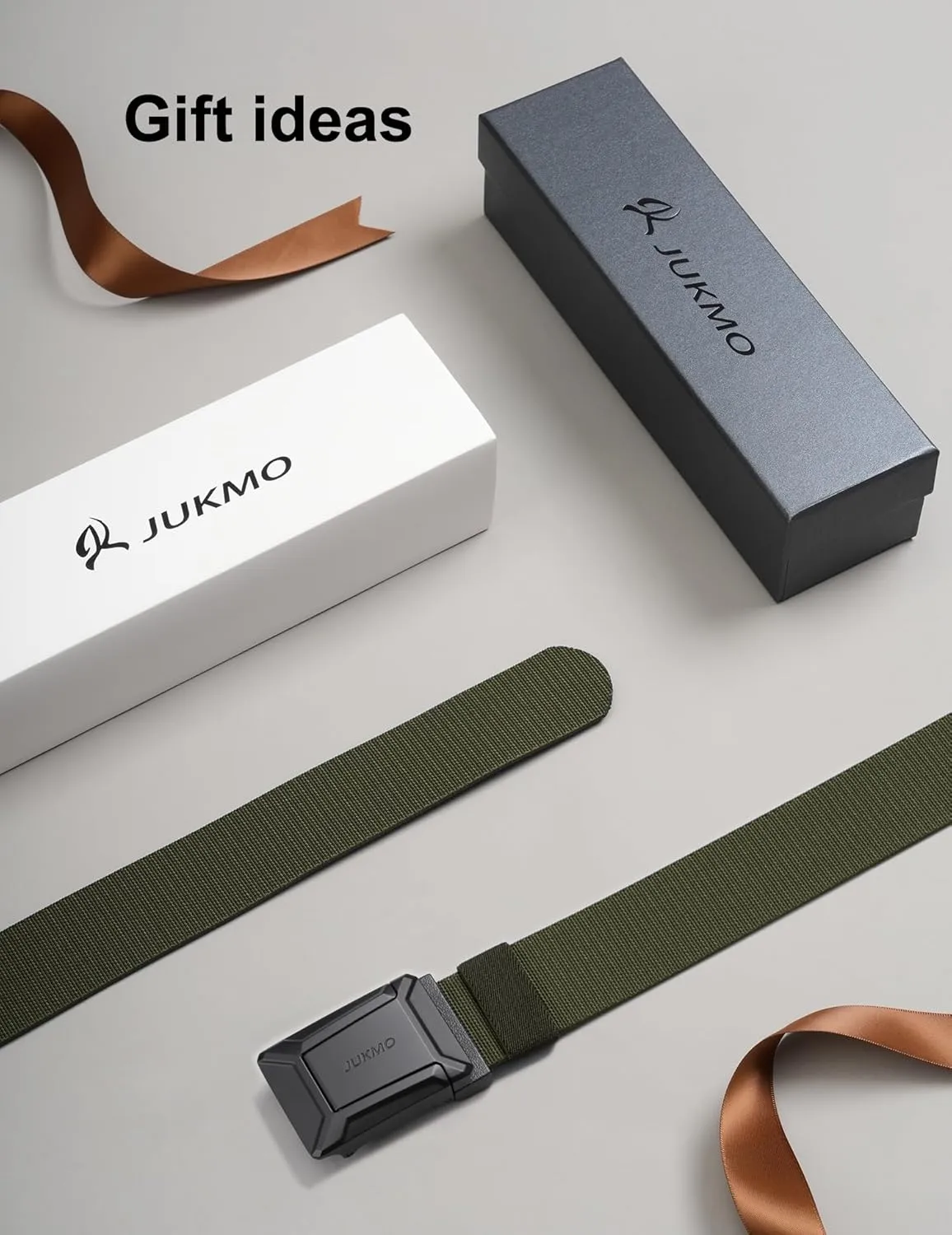 JUKMO Stretch Tactical Belt for Men,2 Pack Military Work Rigger Hiking 1.5" Elastic Nylon Web Quick Release Belt in Gift Box