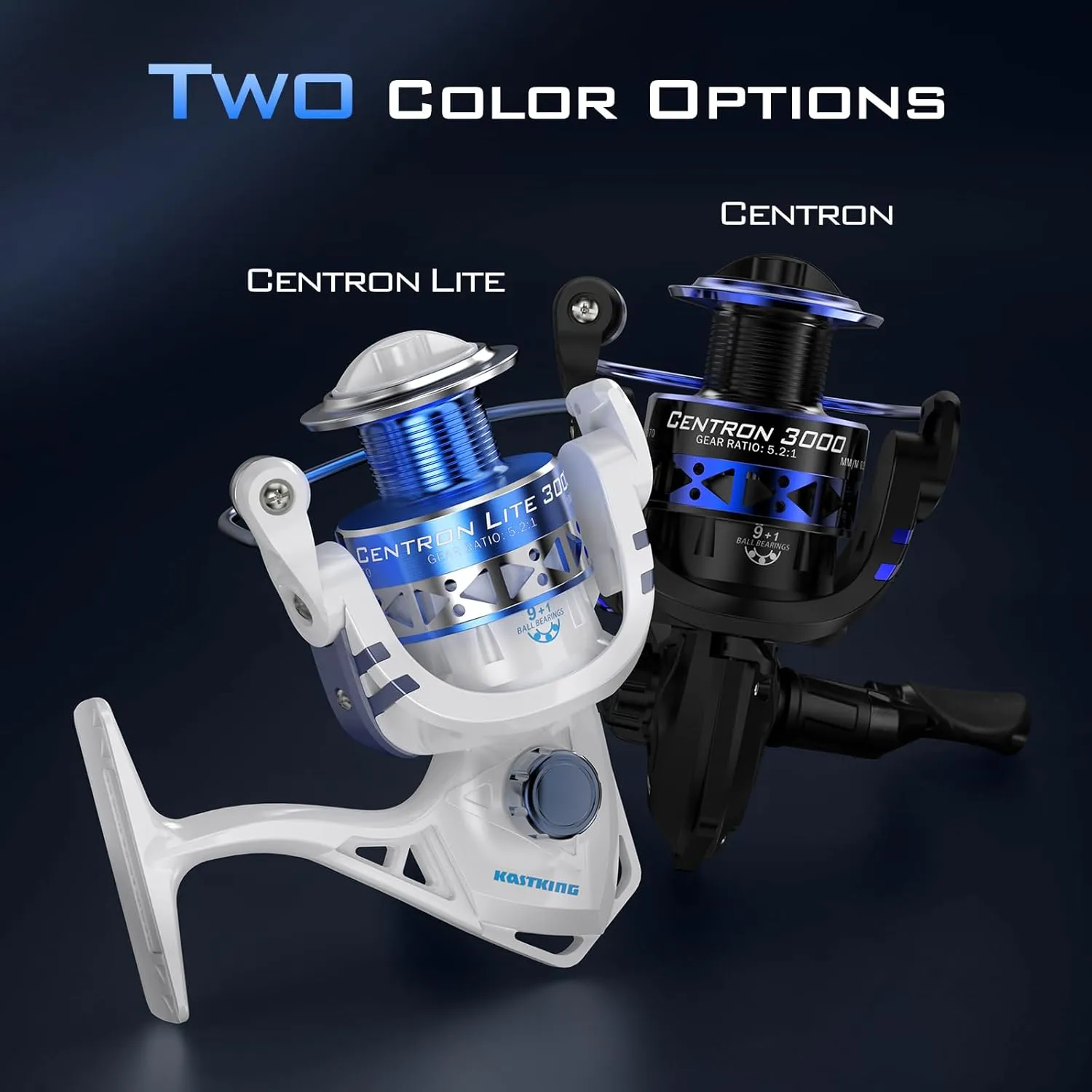 KastKing Centron & Centron Lite Spinning Reels, Freshwater and Saltwater Spinning Fishing Reel, Up to 17.5Lbs Max Drag, 5.2:1 Gear Ratio, Ultra Smooth Powerful, CNC Aluminum Spool, 9 1 BB Light Weight