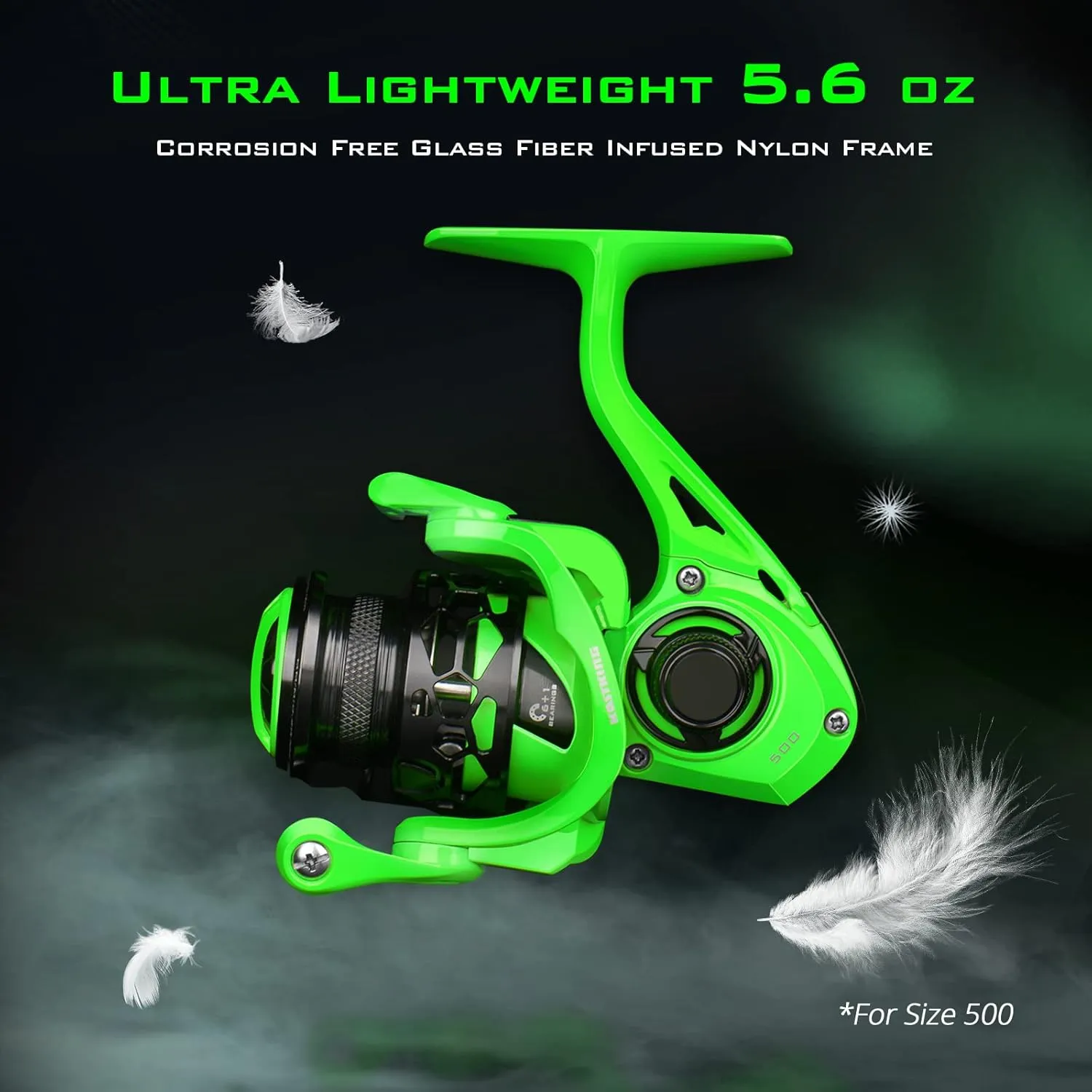 KastKing Zephyr Spinning Reels – 7 1/6 1 BB – Carbon Fiber Drag – Stainless Steel Shaft – Aluminum & CNC Spool – Black/Green/Orange – Sizes 500/1000 SFS – Ultralight to Heavy-Duty