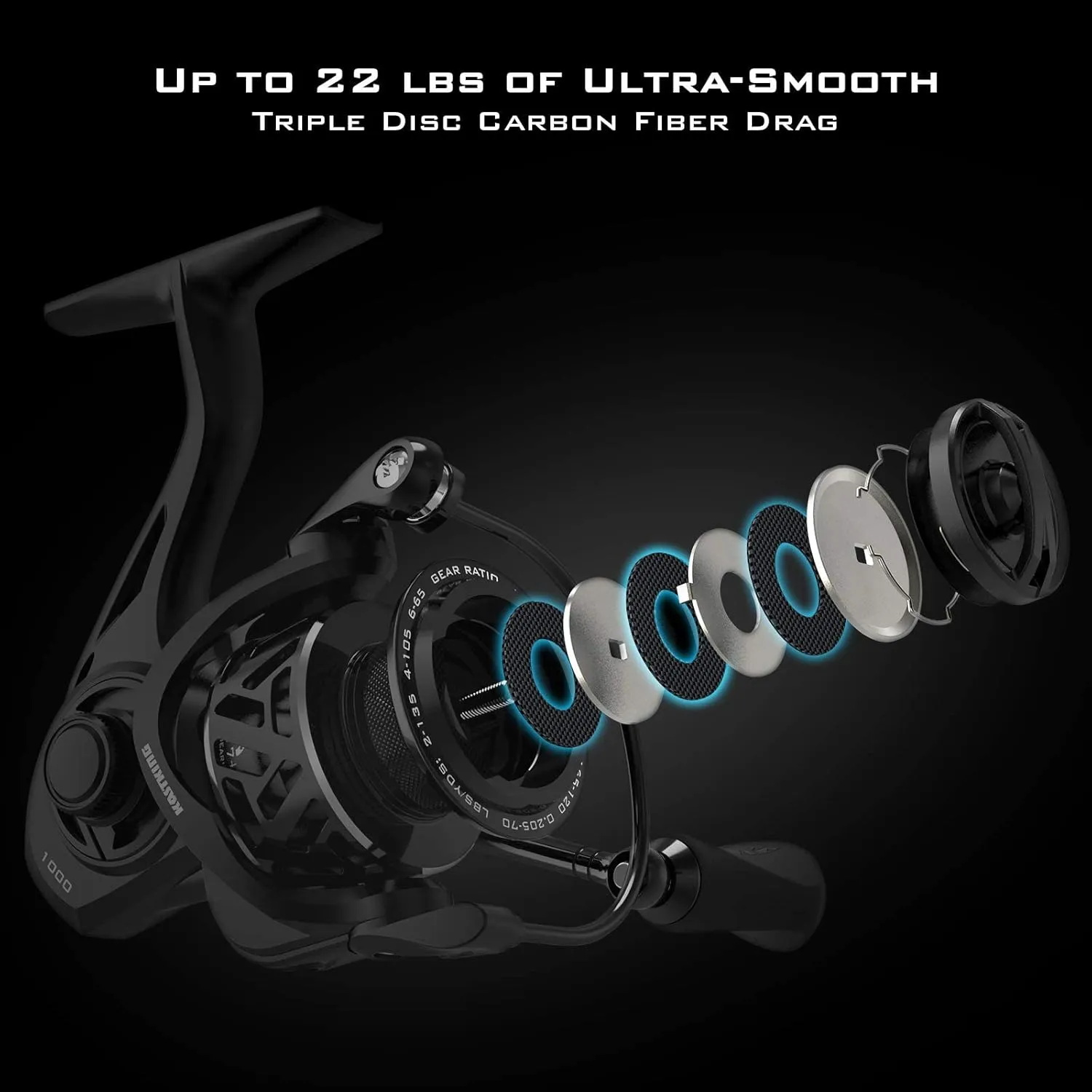 KastKing Zephyr Spinning Reels – 7 1/6 1 BB – Carbon Fiber Drag – Stainless Steel Shaft – Aluminum & CNC Spool – Black/Green/Orange – Sizes 500/1000 SFS – Ultralight to Heavy-Duty