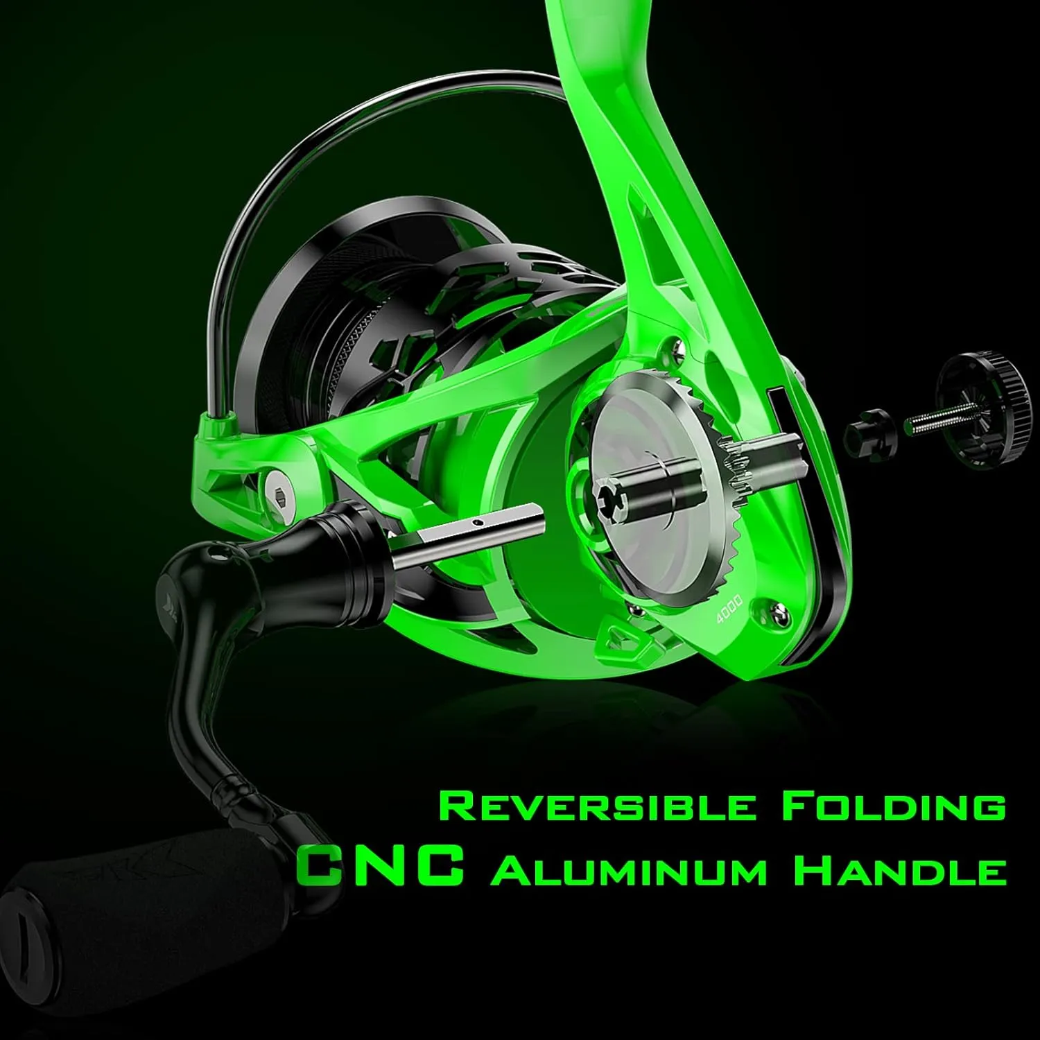 KastKing Zephyr Spinning Reels – 7 1/6 1 BB – Carbon Fiber Drag – Stainless Steel Shaft – Aluminum & CNC Spool – Black/Green/Orange – Sizes 500/1000 SFS – Ultralight to Heavy-Duty