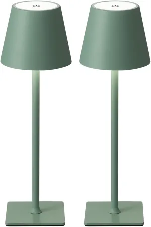 KDG 2 Pack Cordless Table Lamp,Portable LED Desk Lamp, 4000mAh Battery Operated, 3 Color Stepless Dimming Up, for Restaurant/Bedroom/Bars/Outdoor Party/Camping/Coffee Shop Night Light(Green)
