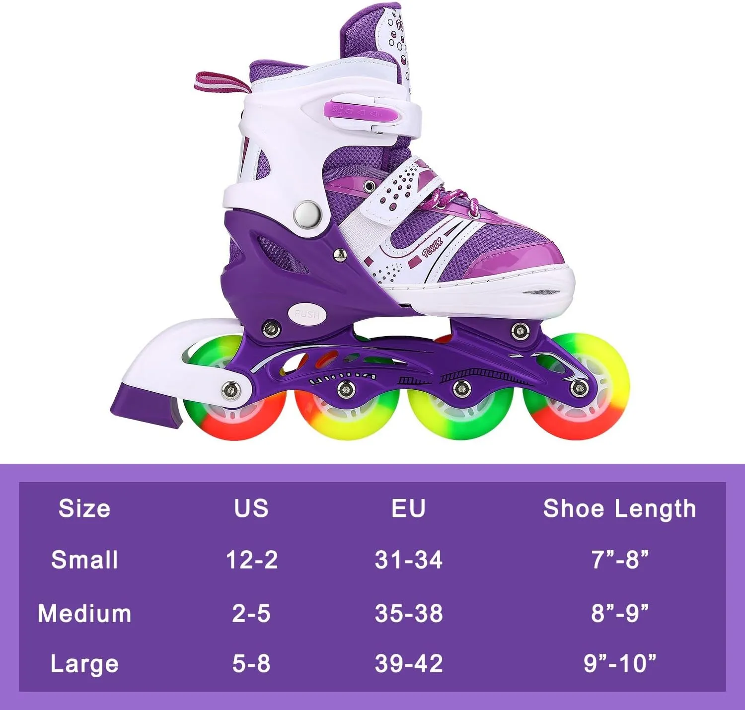 Kids Adjustable Flashing Inline Skates for Boys Girls and Adults with Full Light Up Wheels, Outdoor Roller Skates for Kids Beginner Ages 6-8-12-14, Men and Women