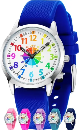 Kids Analog Watch, Learning Watch for Kids 8-12, Waterproof Time Teacher Watches for Boys Ages 5-7 6-8, Easy to Read Educational Girls Watches Ages 8-12, Great Gift Boys Girls Year 4-12 Old Waterproof