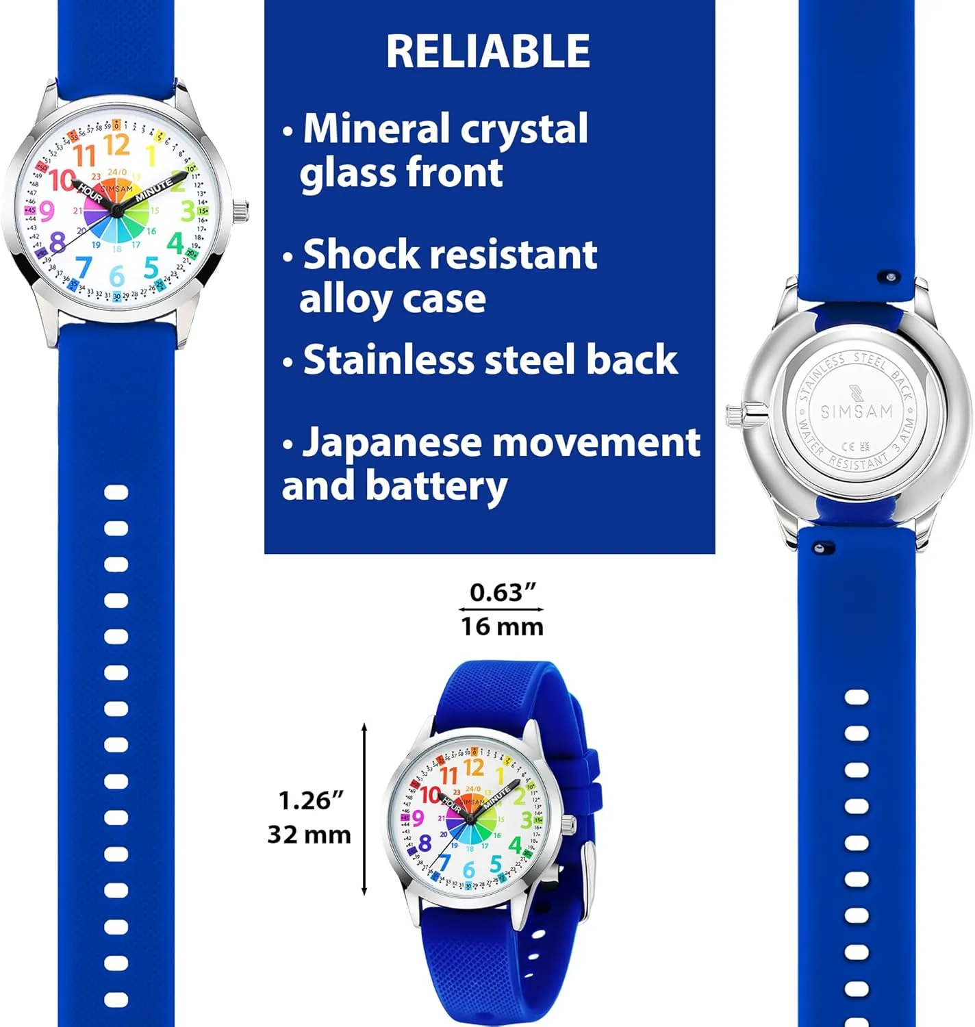 Kids Analog Watch, Learning Watch for Kids 8-12, Waterproof Time Teacher Watches for Boys Ages 5-7 6-8, Easy to Read Educational Girls Watches Ages 8-12, Great Gift Boys Girls Year 4-12 Old Waterproof