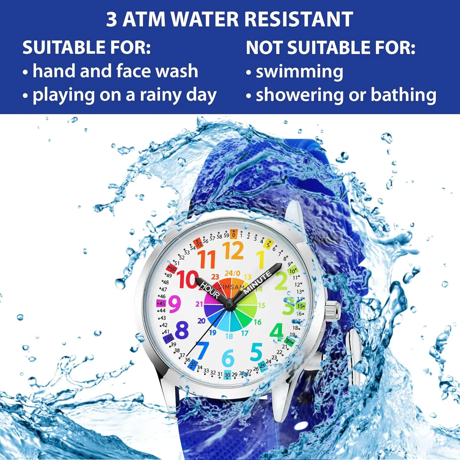 Kids Analog Watch, Learning Watch for Kids 8-12, Waterproof Time Teacher Watches for Boys Ages 5-7 6-8, Easy to Read Educational Girls Watches Ages 8-12, Great Gift Boys Girls Year 4-12 Old Waterproof