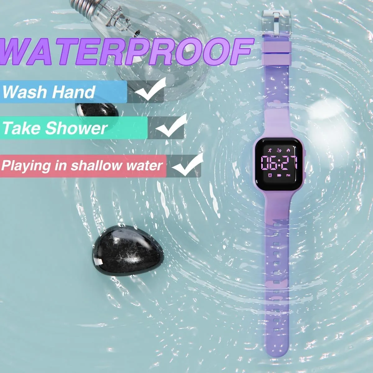 Kids Step Counter Watch, Digital Pedometer, Fitness Tracker Wristwatch, Waterproof Sport Watch, for Children Boys Girls Teens