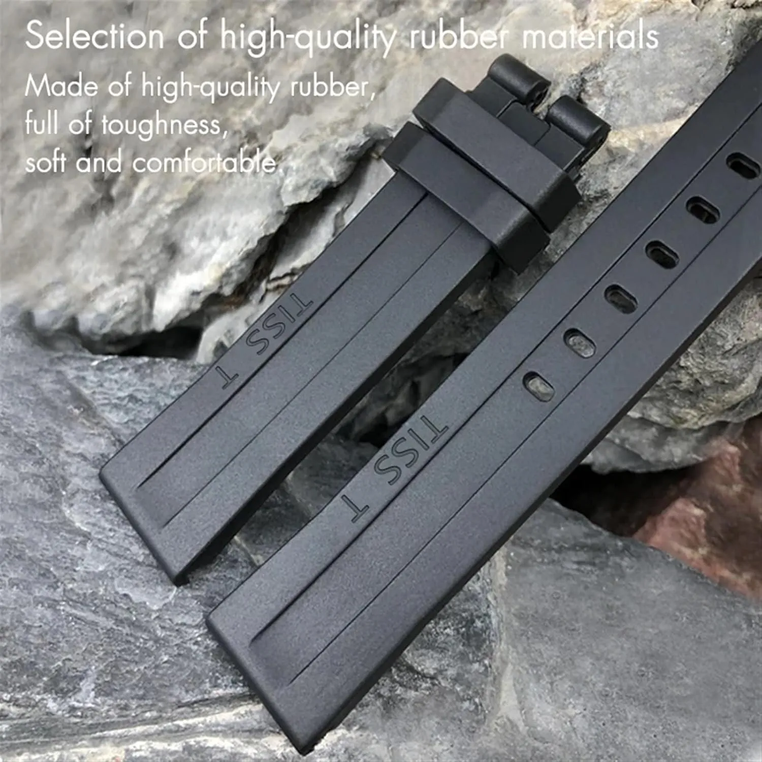 KLVN 19mm 20mm Watchband for Tissot T114417 T114 Soft Rubber Silicone Watch Strap Butterfly Clasp Waterproof Sport Bracelets