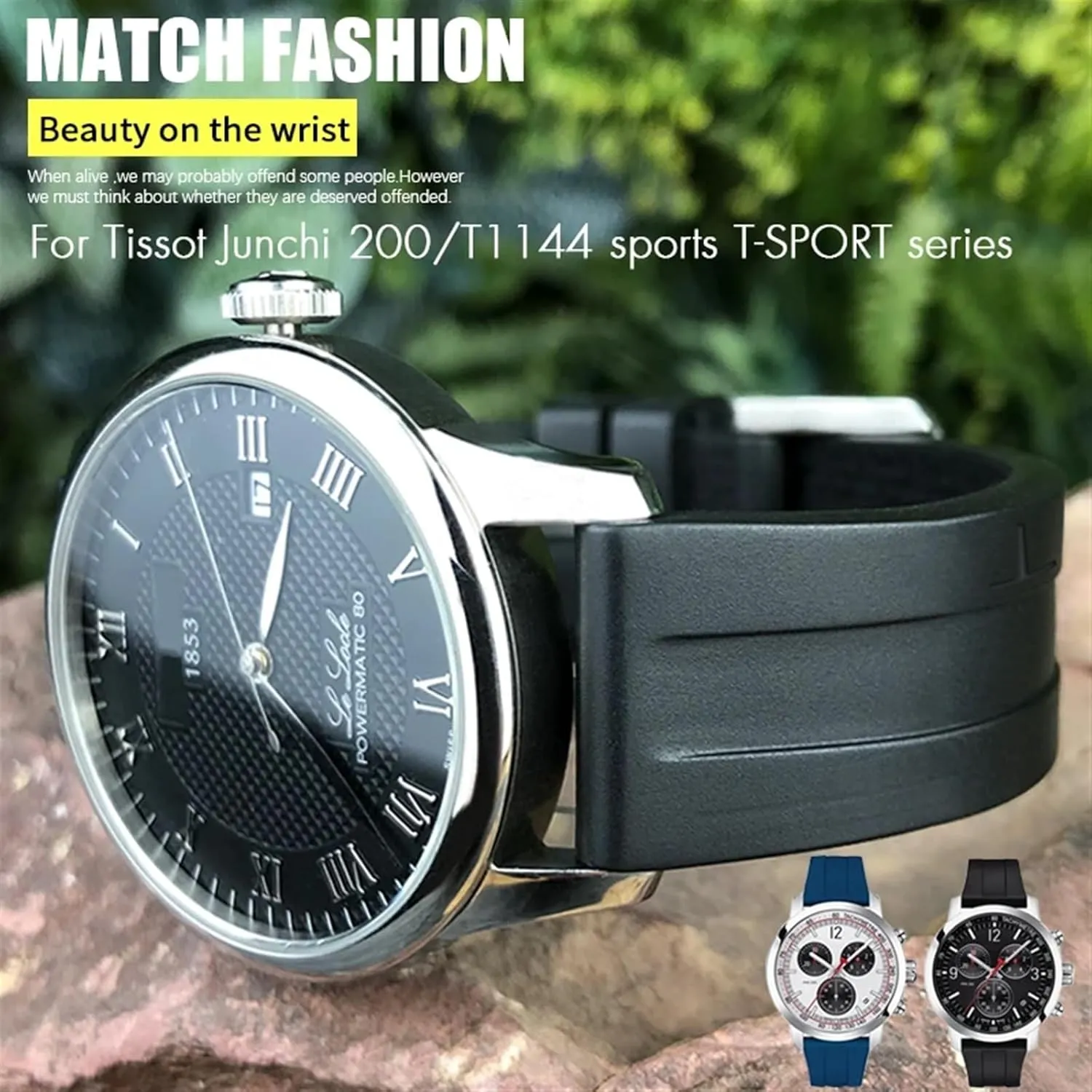 KLVN 19mm 20mm Watchband for Tissot T114417 T114 Soft Rubber Silicone Watch Strap Butterfly Clasp Waterproof Sport Bracelets