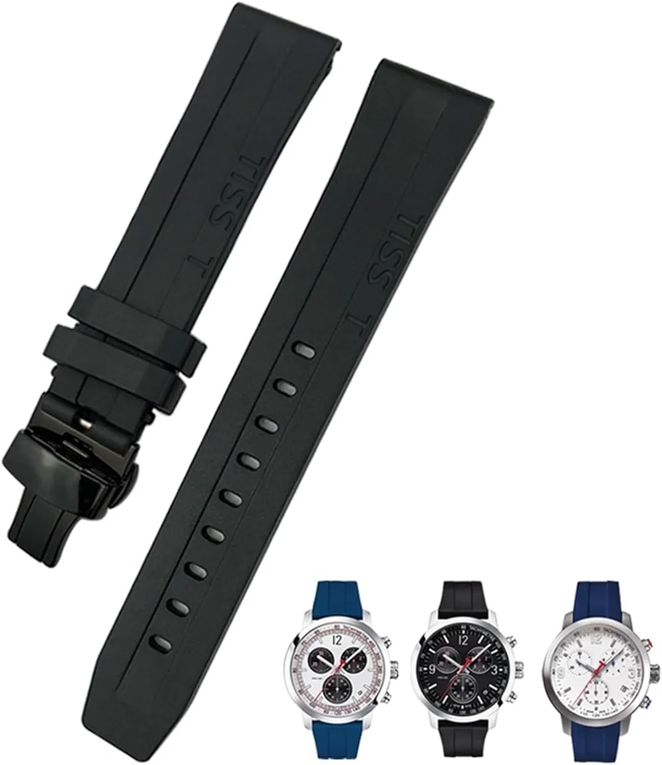 KLVN 19mm 20mm Watchband for Tissot T114417 T114 Soft Rubber Silicone Watch Strap Butterfly Clasp Waterproof Sport Bracelets