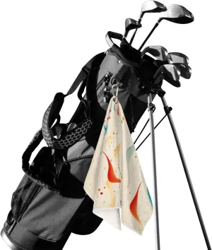 KOBLEN Microfiber Golf Towel with Heavy Duty Carabiner Clip, Curved Line Dots 24x15 Inch Quick Dry Absorbent Towel for Golf Clubs Balls, Golf Bag Accessories for Men Women,1 Pack