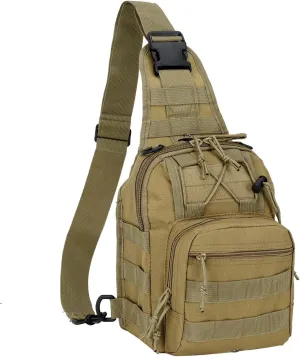 koolehaoda Tactical Shoulder Sling Bag Small Outdoor Military Sport Bag Pack Sling Shoulder Backpack Tactical Bag for Men Every Day Carry, Traveling, Trekking, Camping - Khaki