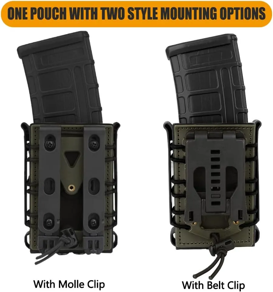 KRYDEX 5.56mm 7.62mm Magazine Pouch with MOLLE Clip and Belt Clip Universal Mag Holder