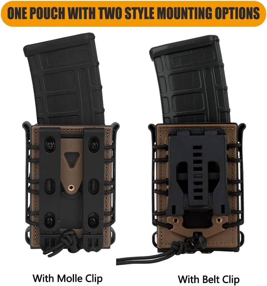KRYDEX 5.56mm 7.62mm Magazine Pouch with MOLLE Clip and Belt Clip Universal Mag Holder