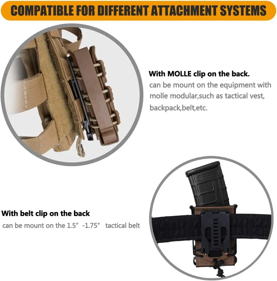 KRYDEX 5.56mm 7.62mm Magazine Pouch with MOLLE Clip and Belt Clip Universal Mag Holder