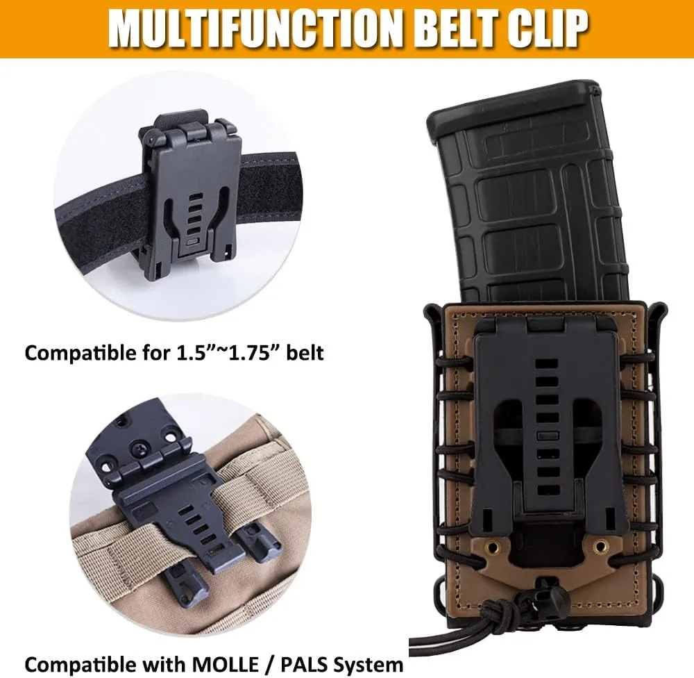 KRYDEX Magazine Pouch 5.56 with Belt Clip 7.62mm Open Top Mag Pouch