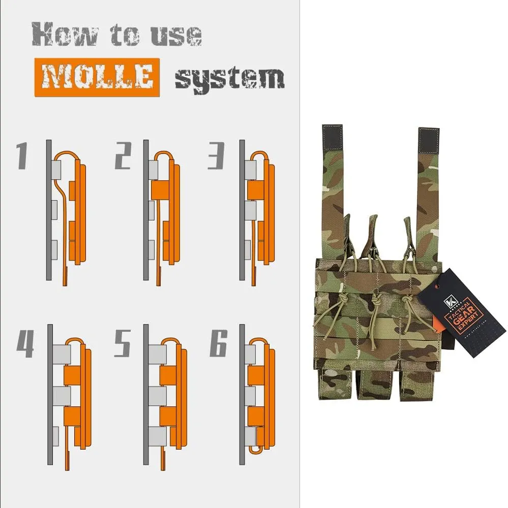 KRYDEX Open Top Triple MP7 MP5 MP9 Magazine Pouches Molle