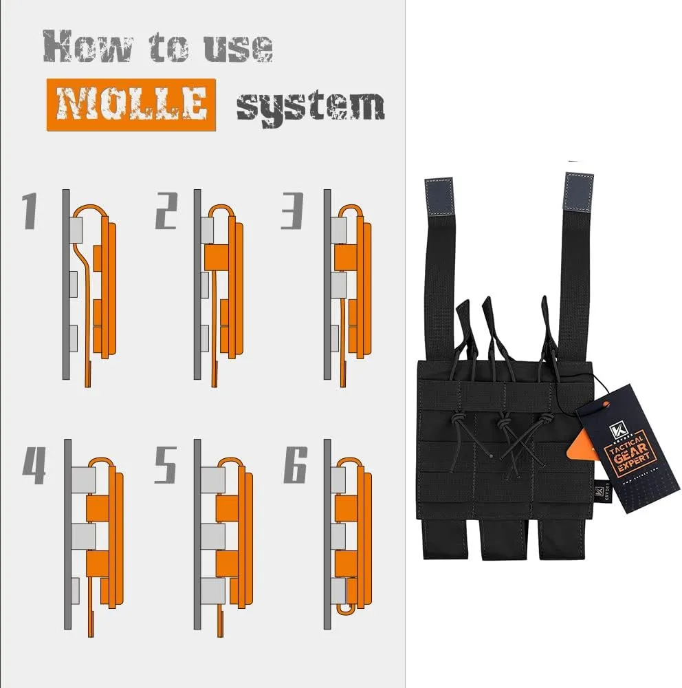 KRYDEX Open Top Triple MP7 MP5 MP9 Magazine Pouches Molle