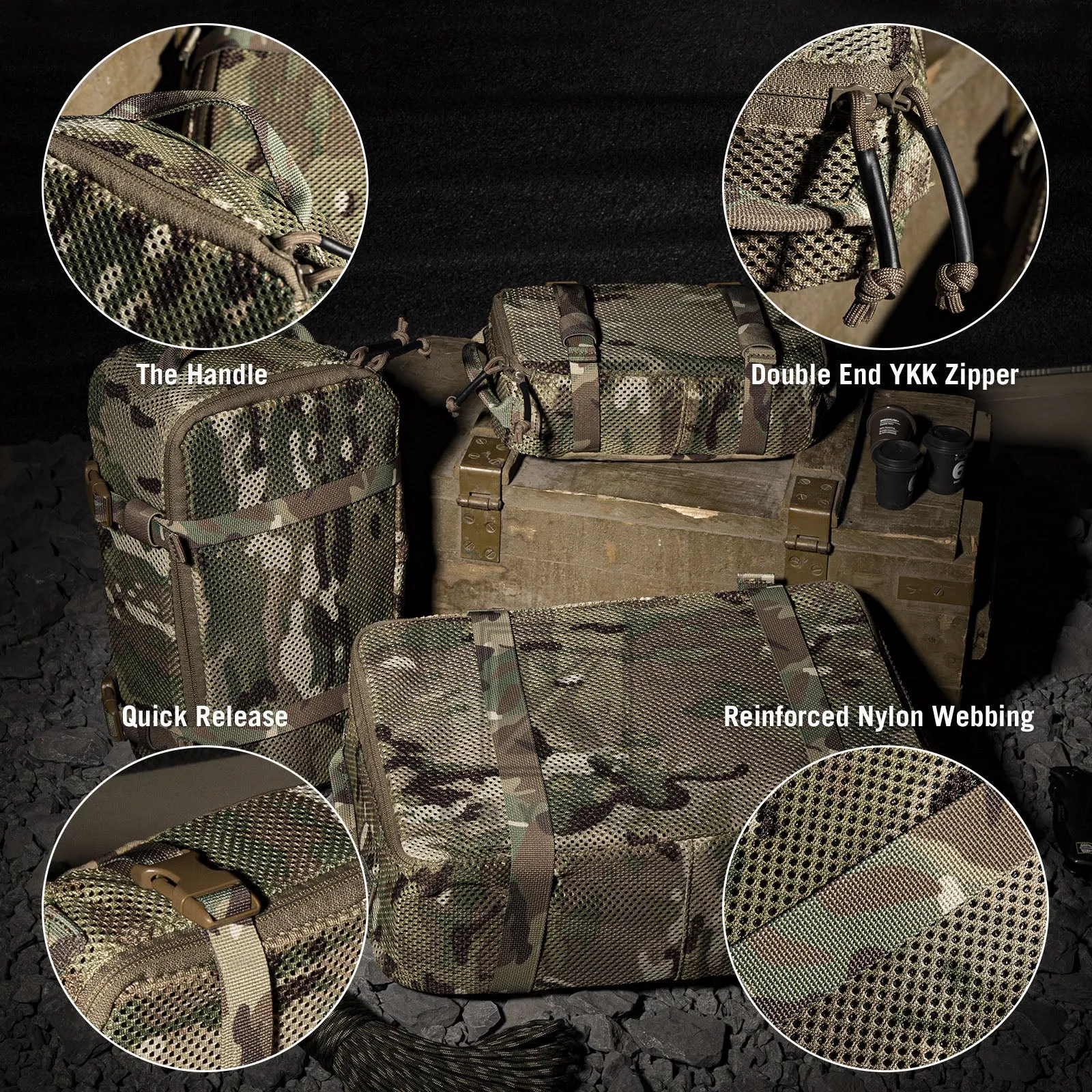 KRYDEX Tactical Modular Pouch Set Outdoor Backpack Organizer Travel Suitcase Packing Cubes