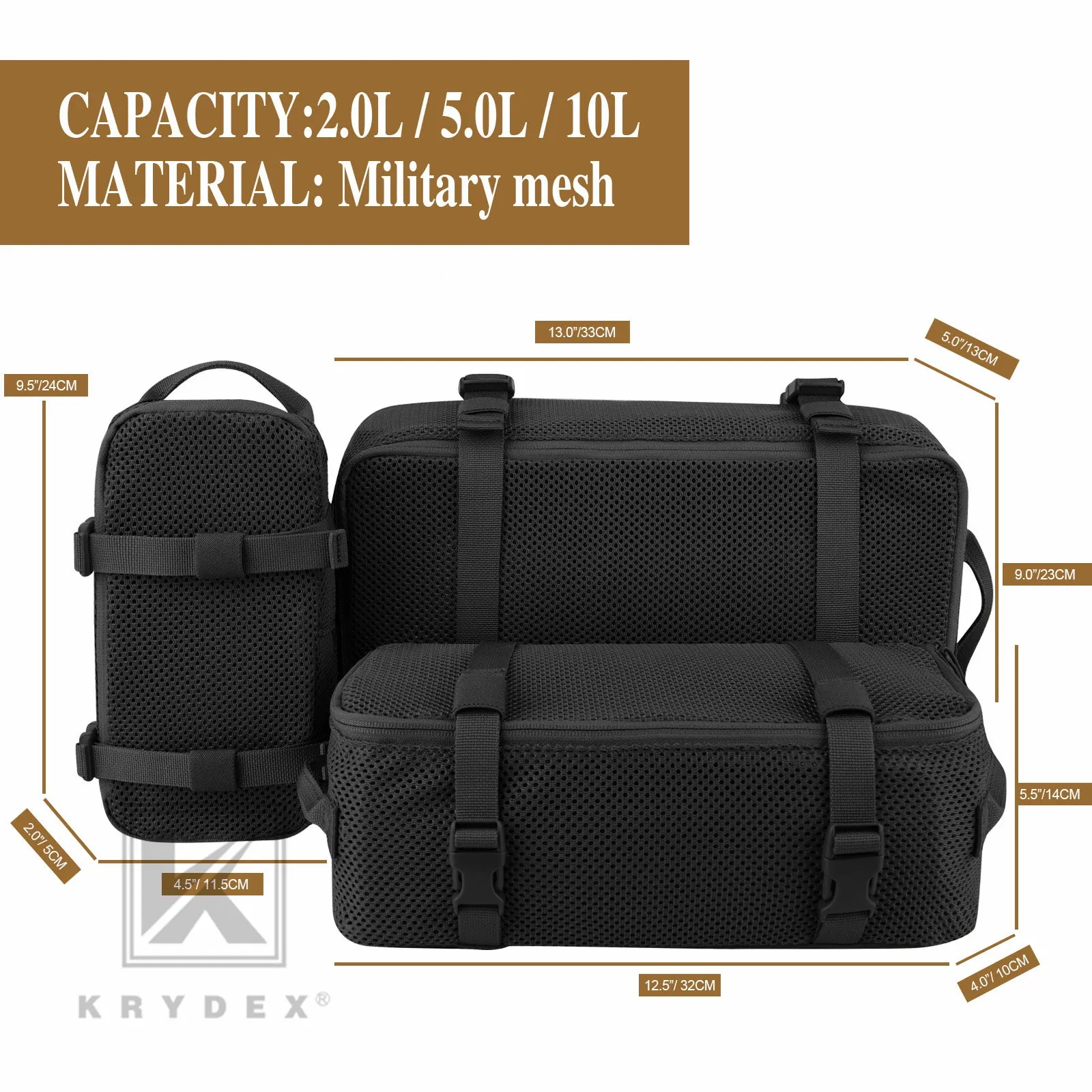 KRYDEX Tactical Modular Pouch Set Outdoor Backpack Organizer Travel Suitcase Packing Cubes