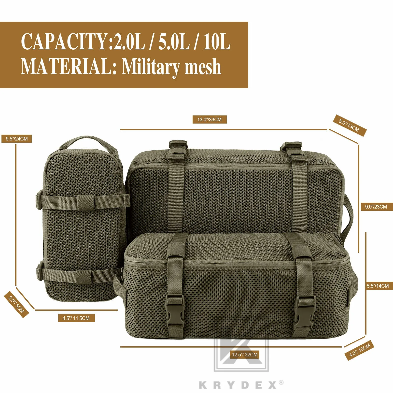 KRYDEX Tactical Modular Pouch Set Outdoor Backpack Organizer Travel Suitcase Packing Cubes