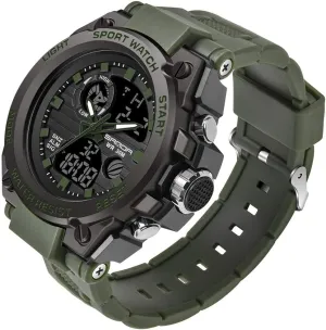 KXAITO Men's Watches Sports Outdoor Waterproof Military Watch Date Multi Function Tactics LED Alarm Stopwatch