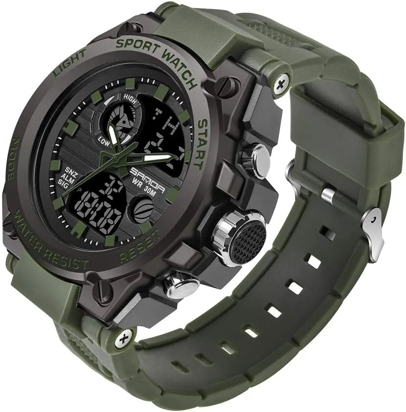 KXAITO Men's Watches Sports Outdoor Waterproof Military Watch Date Multi Function Tactics LED Alarm Stopwatch