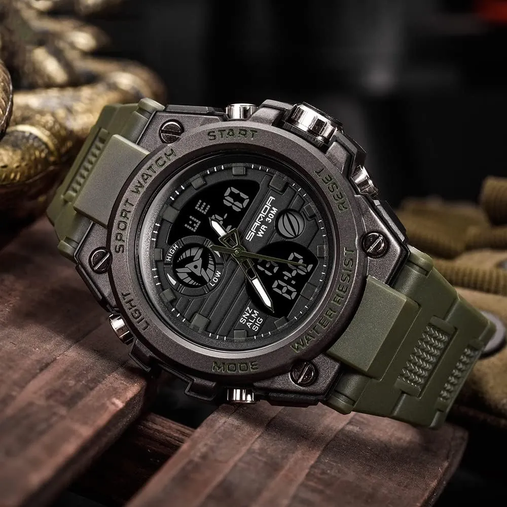 KXAITO Men's Watches Sports Outdoor Waterproof Military Watch Date Multi Function Tactics LED Alarm Stopwatch