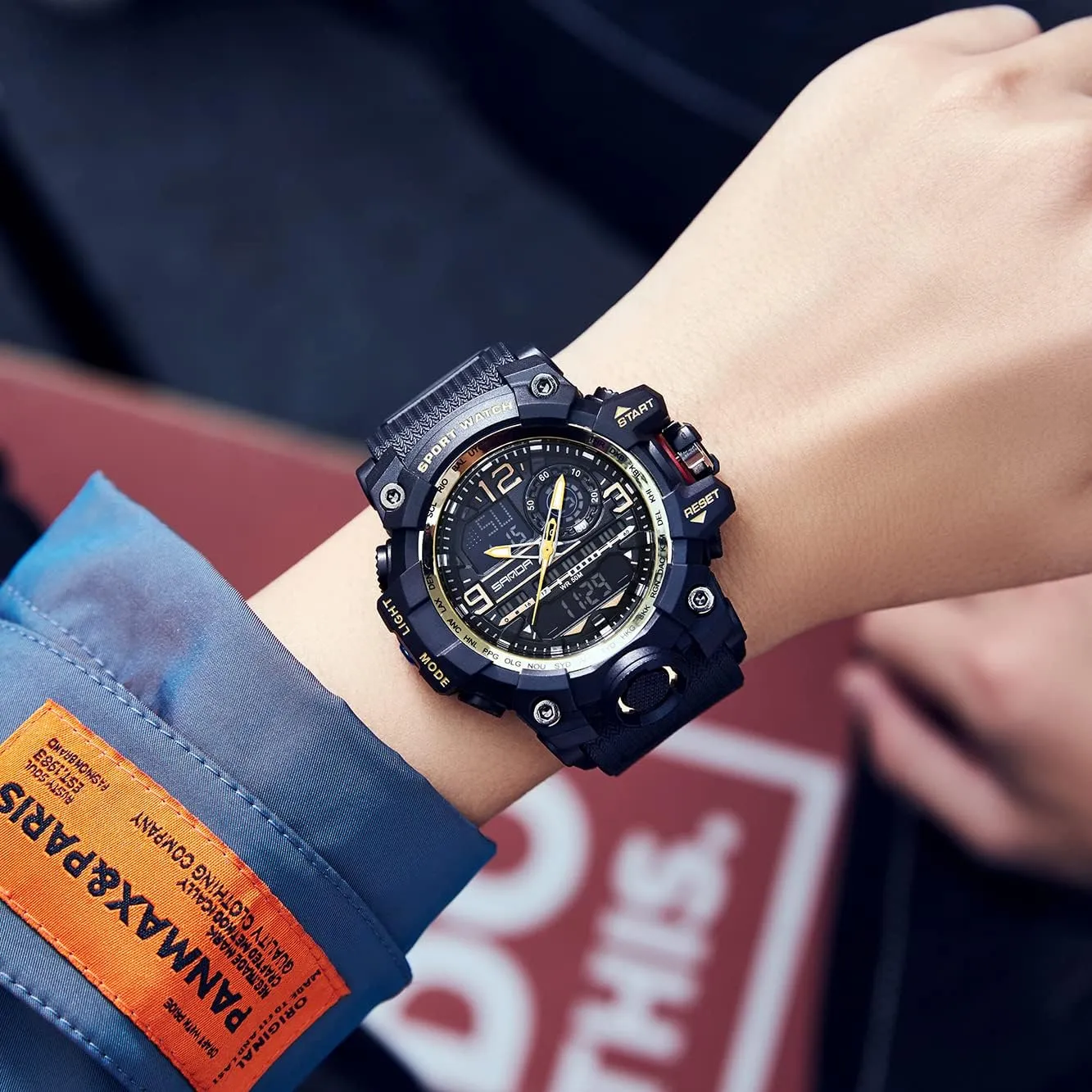 KXAITO Men's Watches Sports Outdoor Waterproof Military Watch Date Multi Function Tactics LED Face Alarm Stopwatch for Men 3133