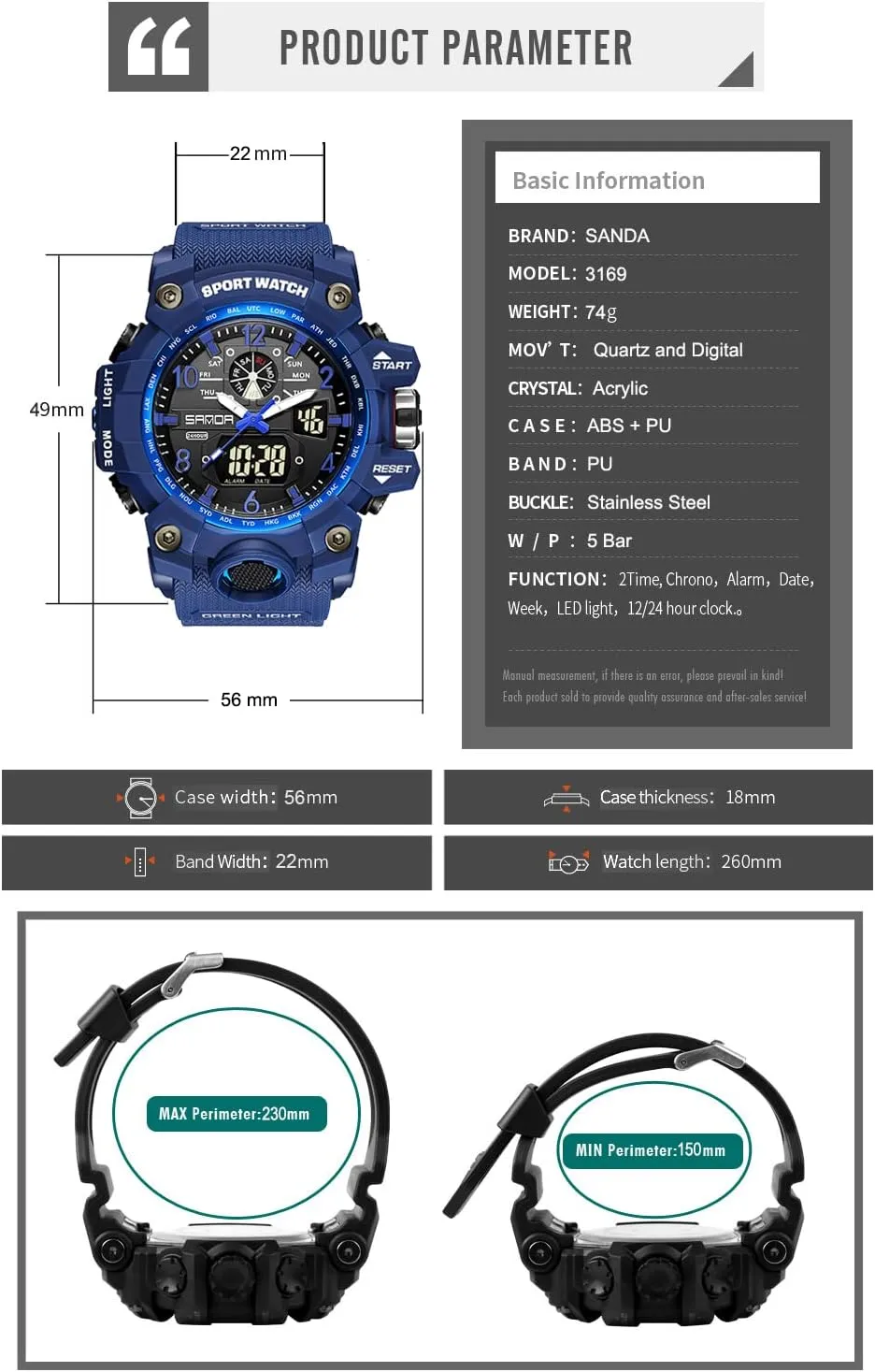 KXAITO Men's Watches Sports Outdoor Waterproof Military Wrist Watch Date Multi Function Tactics LED Alarm Stopwatch
