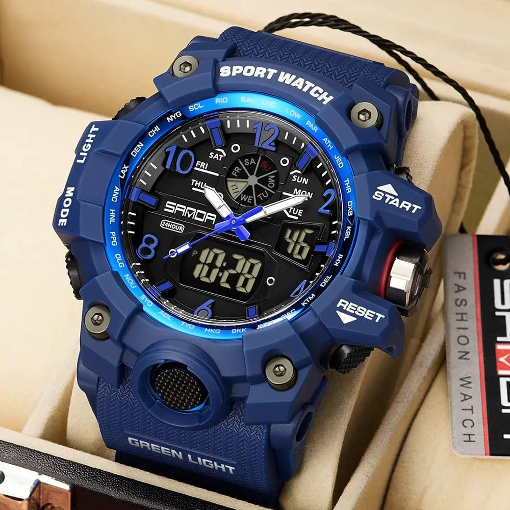 KXAITO Men's Watches Sports Outdoor Waterproof Military Wrist Watch Date Multi Function Tactics LED Alarm Stopwatch