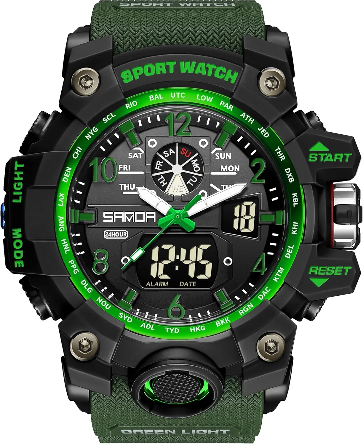 KXAITO Men's Watches Sports Outdoor Waterproof Military Wrist Watch Date Multi Function Tactics LED Alarm Stopwatch