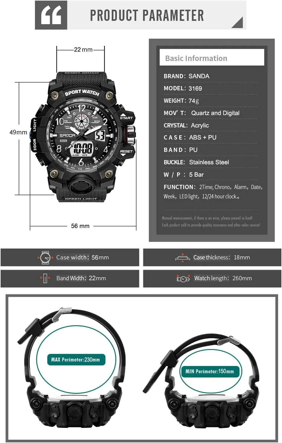 KXAITO Men's Watches Sports Outdoor Waterproof Military Wrist Watch Date Multi Function Tactics LED Alarm Stopwatch