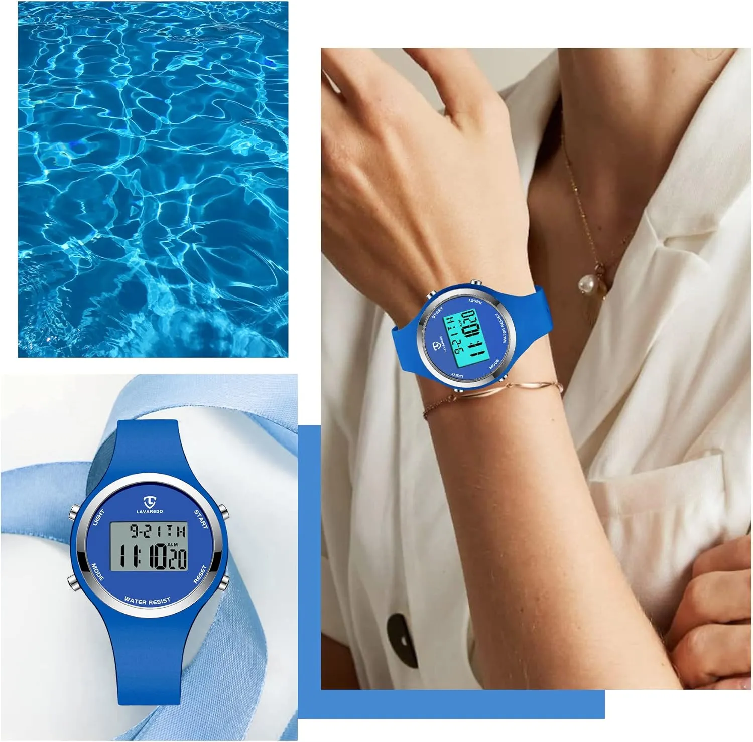L LAVAREDO Watches for Women 3ATM Waterproof Outdoor Digital Sport Watches Stopwatch Wrist Watch with Alarm Clock, Gifts for Women