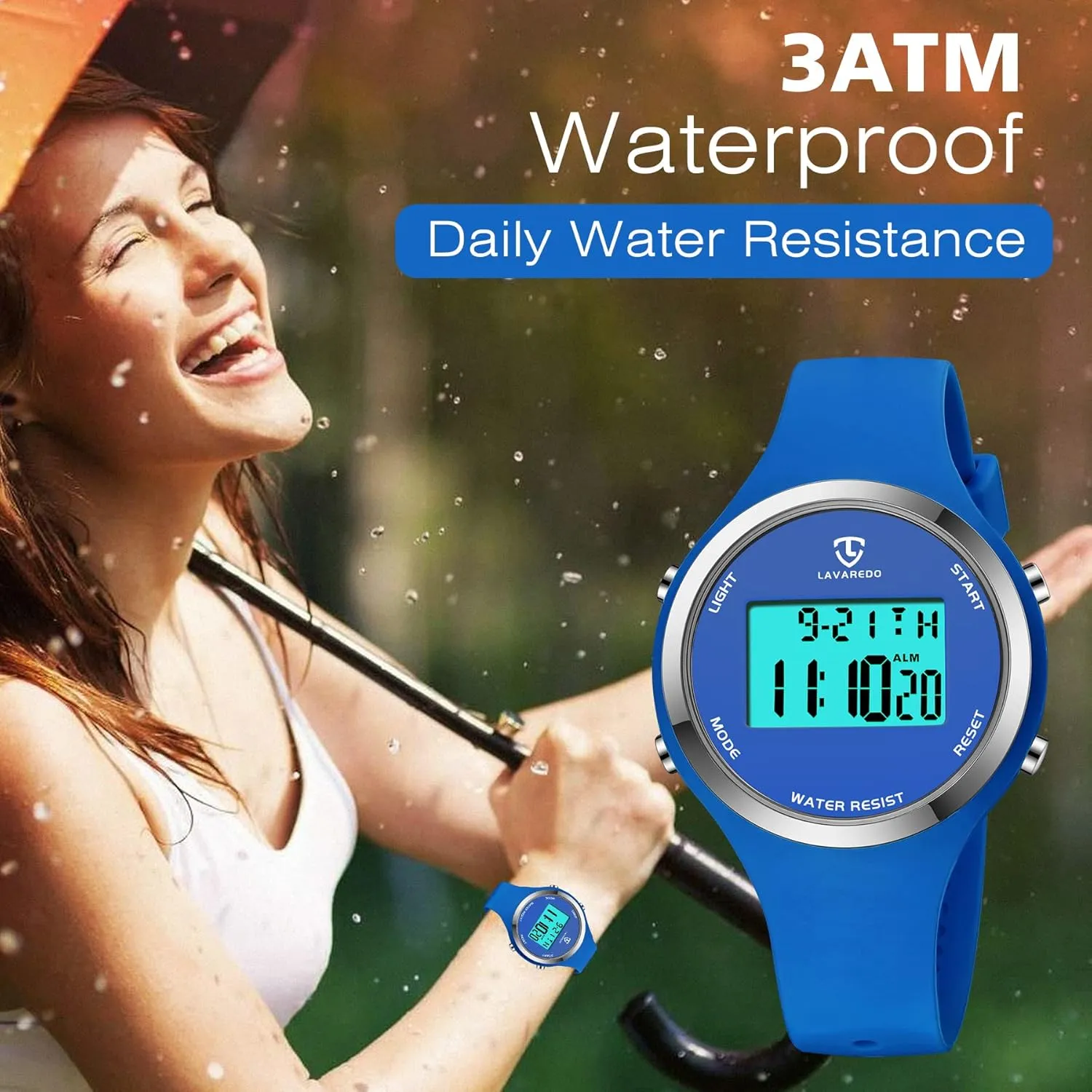 L LAVAREDO Watches for Women 3ATM Waterproof Outdoor Digital Sport Watches Stopwatch Wrist Watch with Alarm Clock, Gifts for Women