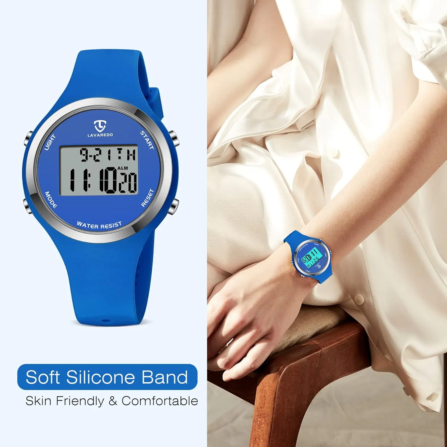 L LAVAREDO Watches for Women 3ATM Waterproof Outdoor Digital Sport Watches Stopwatch Wrist Watch with Alarm Clock, Gifts for Women