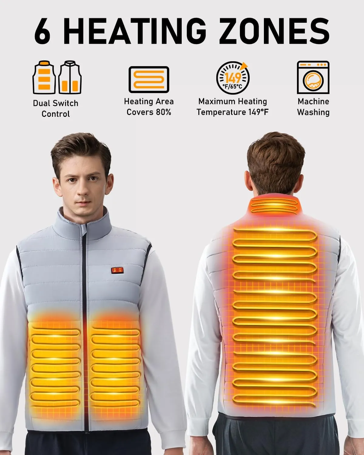 LABEWVI Heated Vest for Men Women with Battery Pack 7.4V 25000mAh, Rechargeable Heating Electric Lightweight Vest