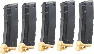 Lancer Tactical Airsoft M4 M16 Series Polymer 130 Round Transparent Window High Speed Mid-Cap Airsoft Magazine- Pack of 5
