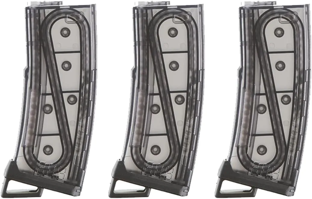 Lancer Tactical Airsoft M4 M16 Series Polymer 130 Round Transparent Window High Speed Mid-Cap Airsoft Magazine -Pack of Three