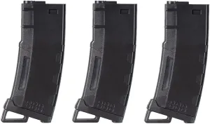 Lancer Tactical Airsoft M4 M16 Series Polymer 130 Round Transparent Window High Speed Mid-Cap Airsoft Magazine -Pack of Three