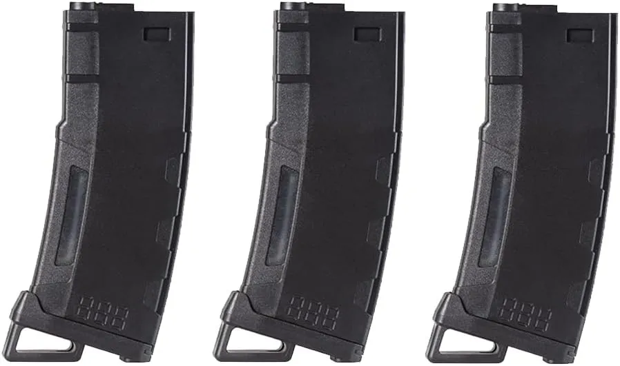 Lancer Tactical Airsoft M4 M16 Series Polymer 130 Round Transparent Window High Speed Mid-Cap Airsoft Magazine -Pack of Three