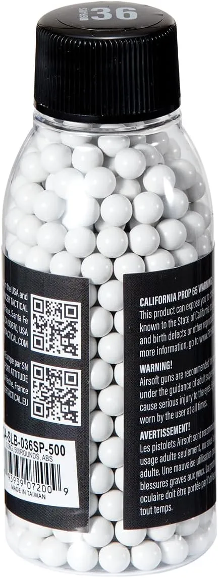 Lancer Tactical Mini Bottle 500 Round Streamline Competition Grade Airsoft BBS 0.30g/0.32g/0.36g/ 0.40g/ 0.43g (3 Pack Total 1,500 Rounds)